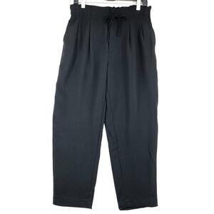 Madewell Womens Size 8 Pants Drapey Drawstring Paper Bag Straight Leg Black